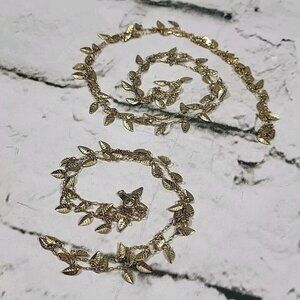 Goldtone Necklace and Choker Set of 2 Chains of Leaves